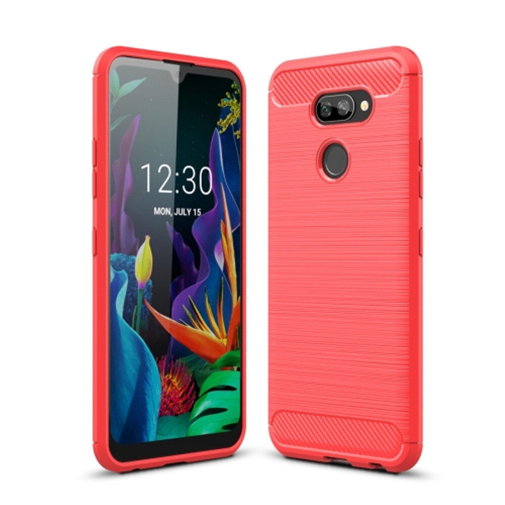2 Pcs For Lg K40s Brushed Texture Carbon Fiber Tpu Case(Red) Red 8881471517967