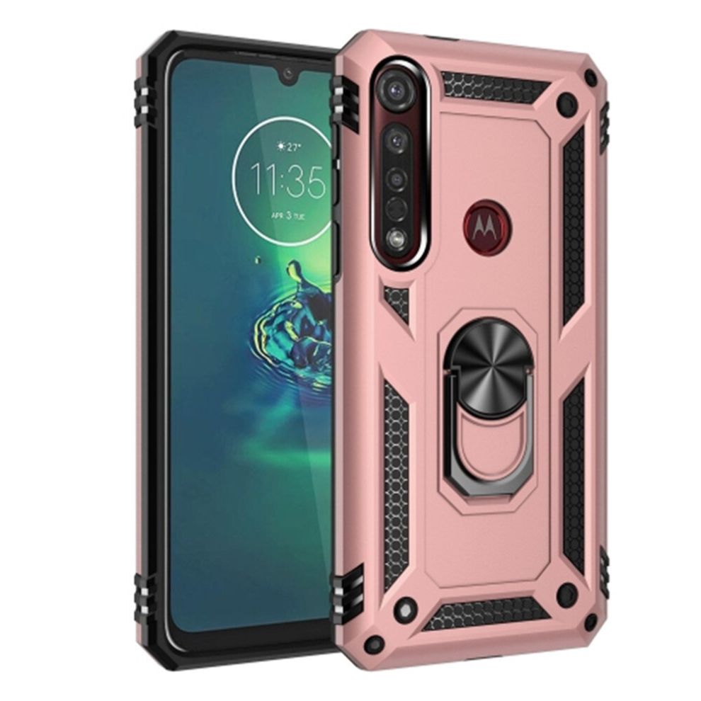 2 Pcs For Motorola Moto G8 Plus Armor Shockproof Tpu + Pc Protective Case With 360 Degree Rotation Holder(Rose ) Gold 8881471517271