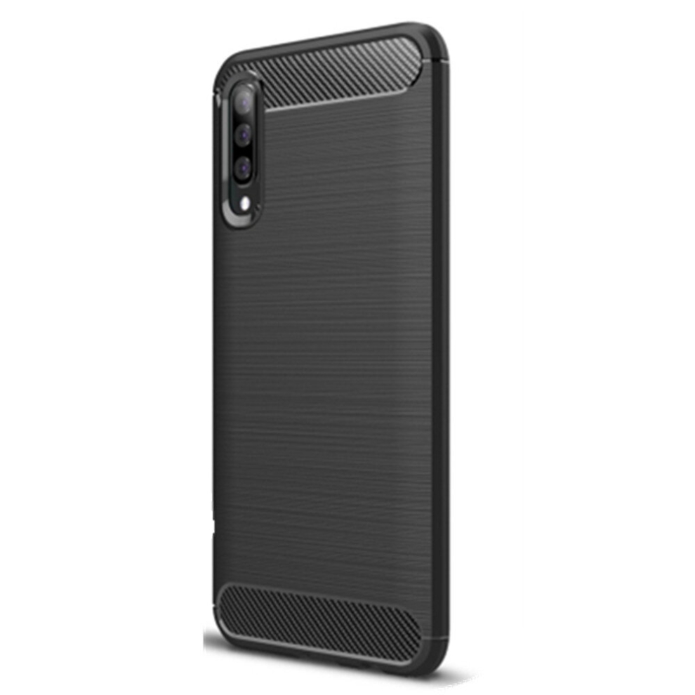 2Pcs Brushed Texture Carbon Fiber Tpu Case For Galaxy A50 (Black) Black 8881471517219