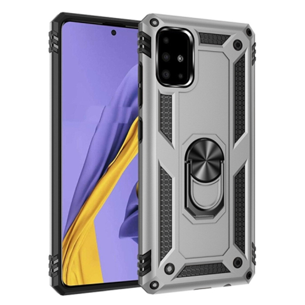 2 Pcs For Galaxy A51 Shockproof Tpu + Pc Protective Case With 360 Degree Rotating Holder(Silver) Silver 8881471517370