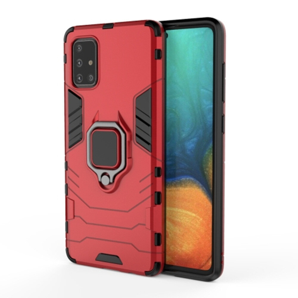 For Galaxy A71 Shockproof Pc + Tpu Protective Case With Magnetic Ring Holder(Red) Red 8881471518636