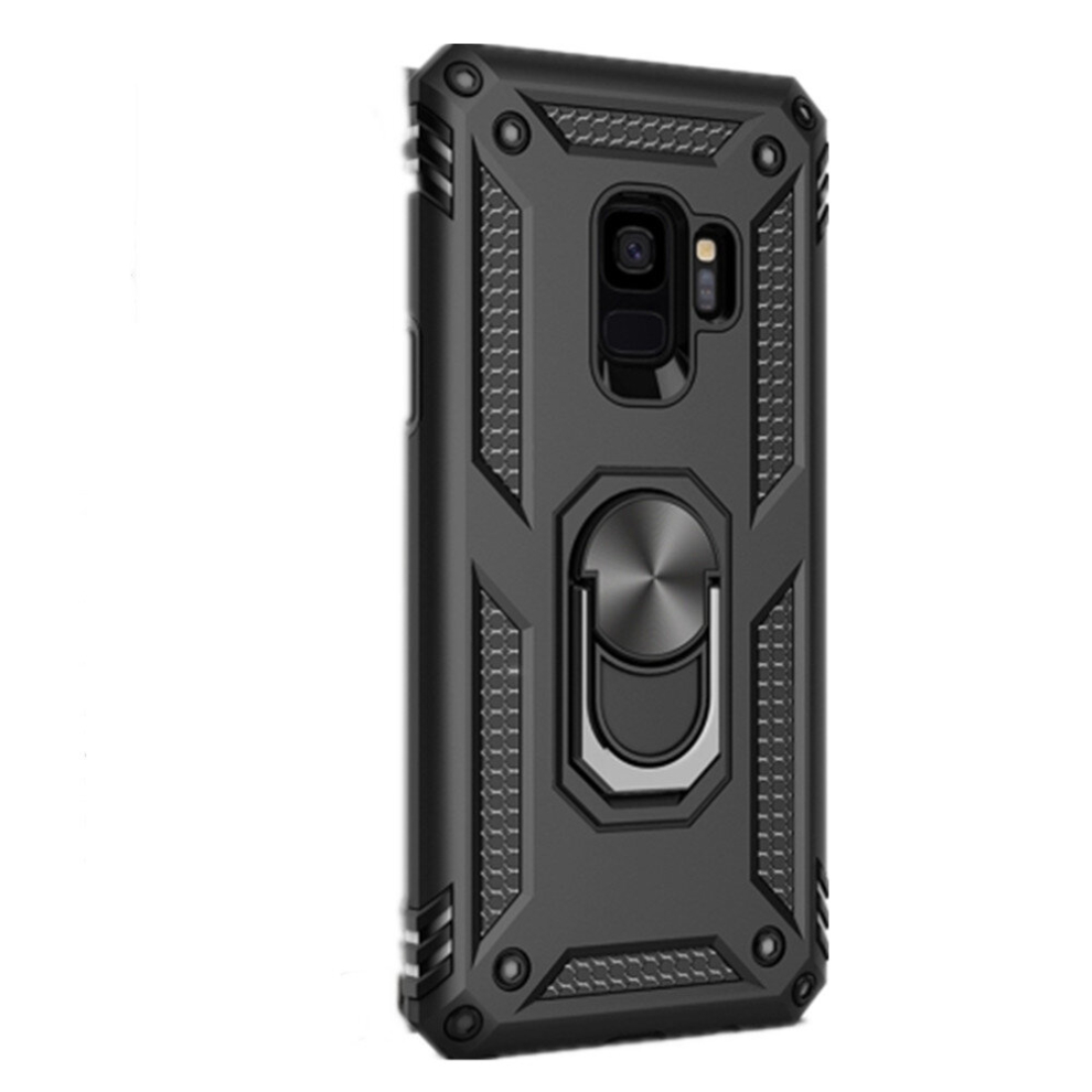 2Pcs Armor Shockproof Tpu + Pc Protective Case For Galaxy S9, With 360 Degree Rotation Holder (Black) Black 8881471520912