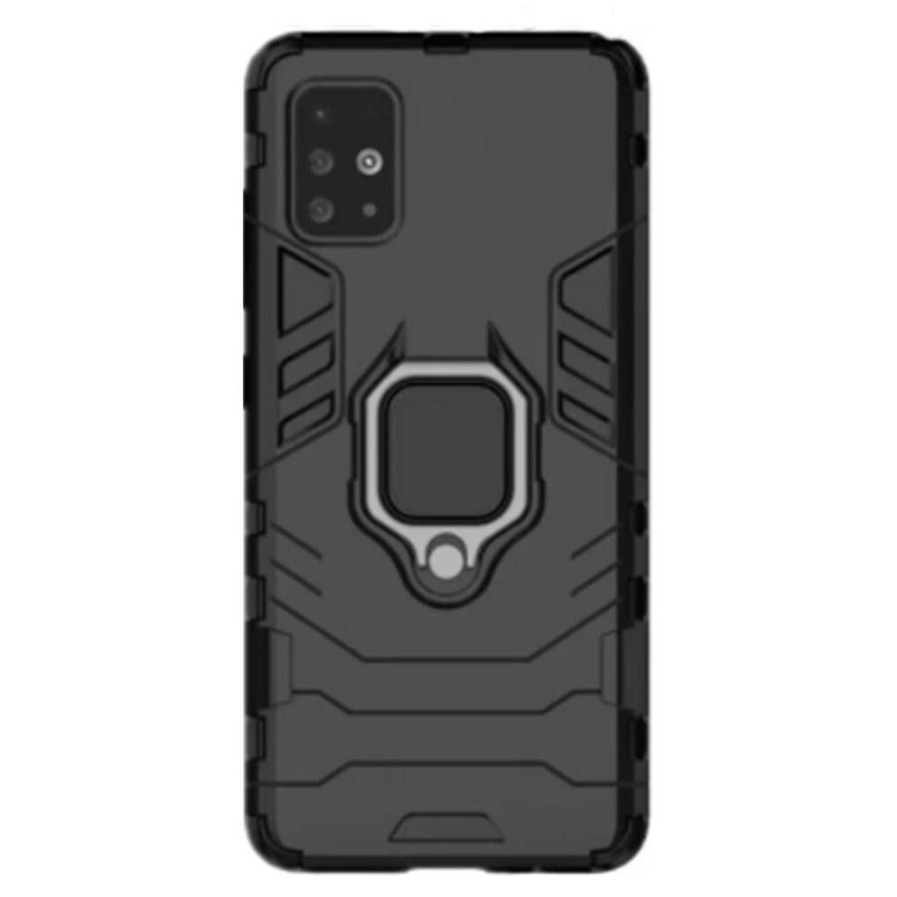 2Pc For Galaxy A51 Pc + Tpu Shockproof Protective Case With Magnetic Ring Holder(Black) Black 8881471517387
