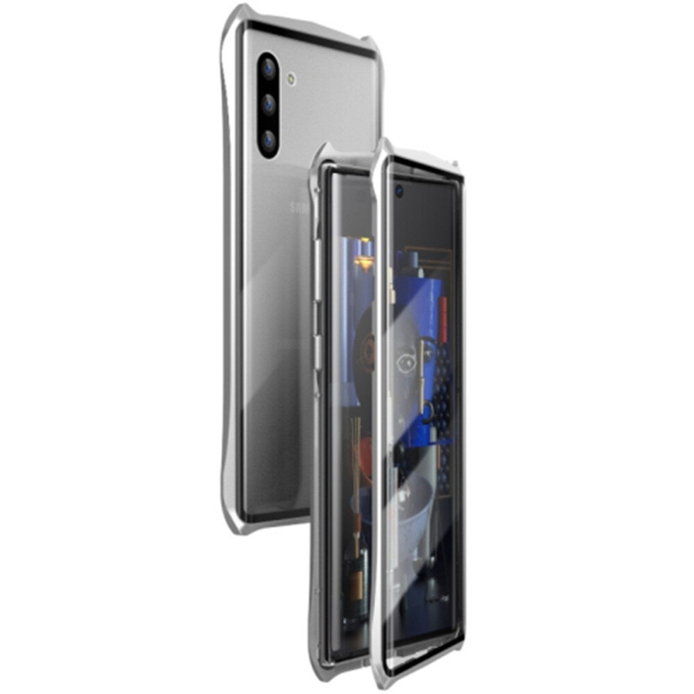 Photos - Case Keshen For Galaxy Note 10 Ultra Slim Double Sides Batman Magnetic Adsorption Angular Frame Tempered Glass Magnet Flip  (Silver)