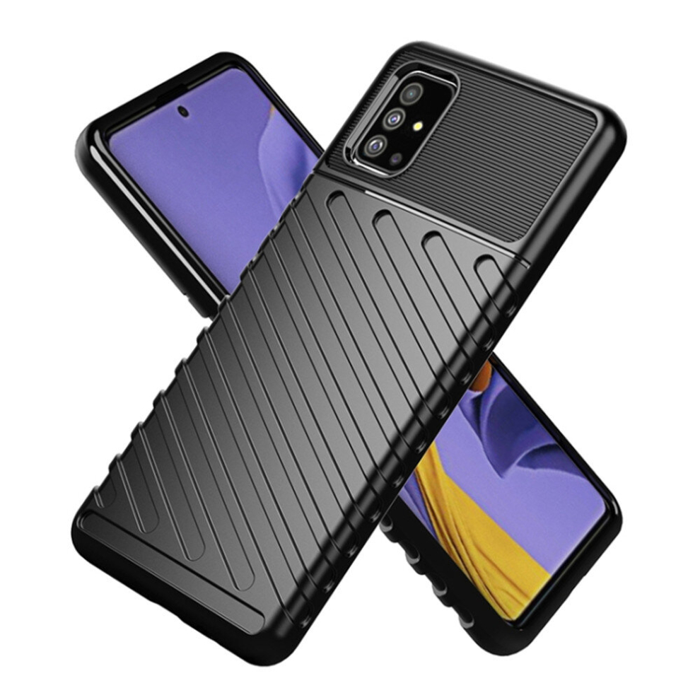 2 Pcs For Galaxy A51 Thunderbolt Shockproof Tpu Soft Case(Black) Black 8881471518179