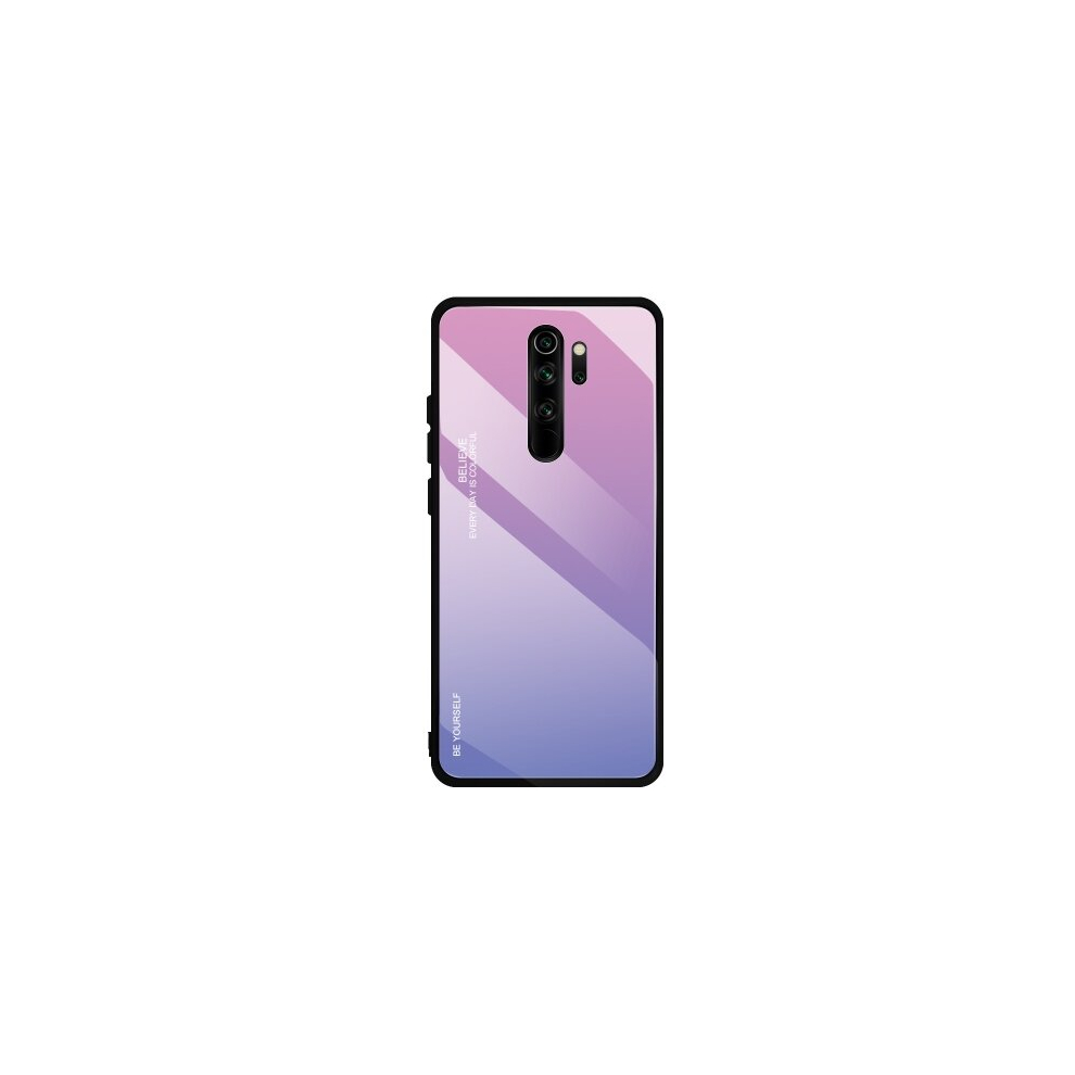 2Pcs For Xiaomi Redmi Note 8 Pro Gradient Color Glass Case(Light ) Purple 8881471518087