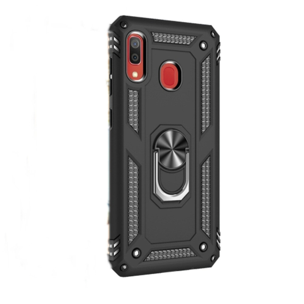 2Pcs Armor Shockproof Tpu + Pc Protective Case For Galaxy A30, With 360 Degree Rotation Holder (Black) Black 8881471520219