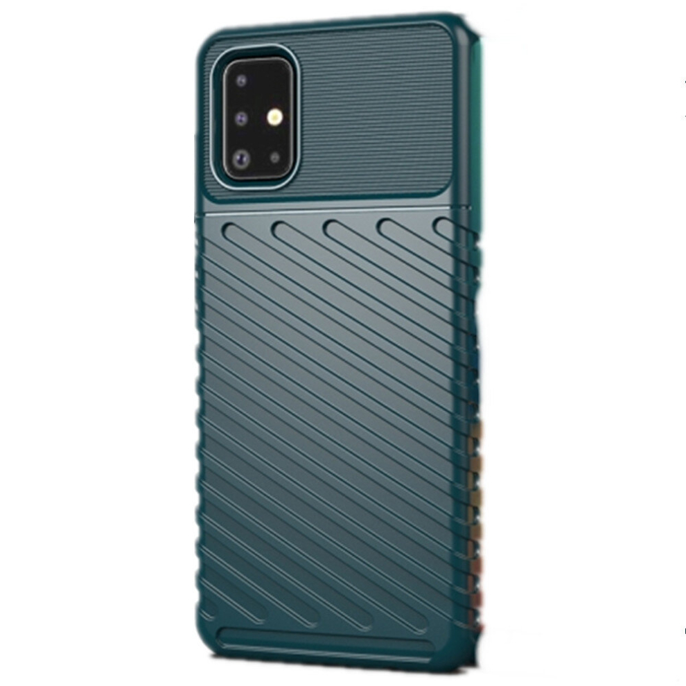 2Pcs For Galaxy A71 Thunderbolt Shockproof Tpu Soft Case(Green) Green 8881471517325