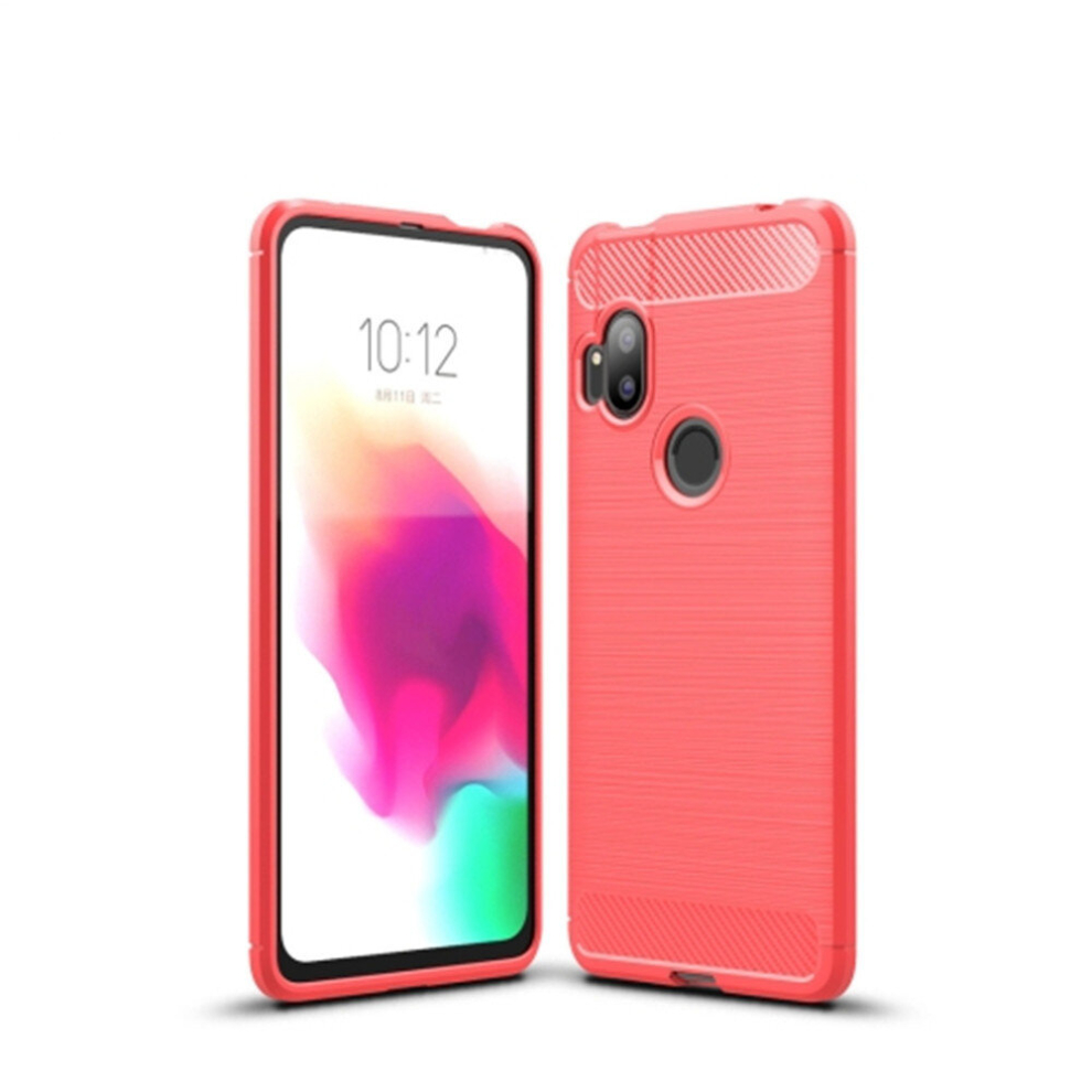 2 Pcs For Moto One Hyper Brushed Texture Carbon Fiber Tpu Case(Red) Red 8881471518261