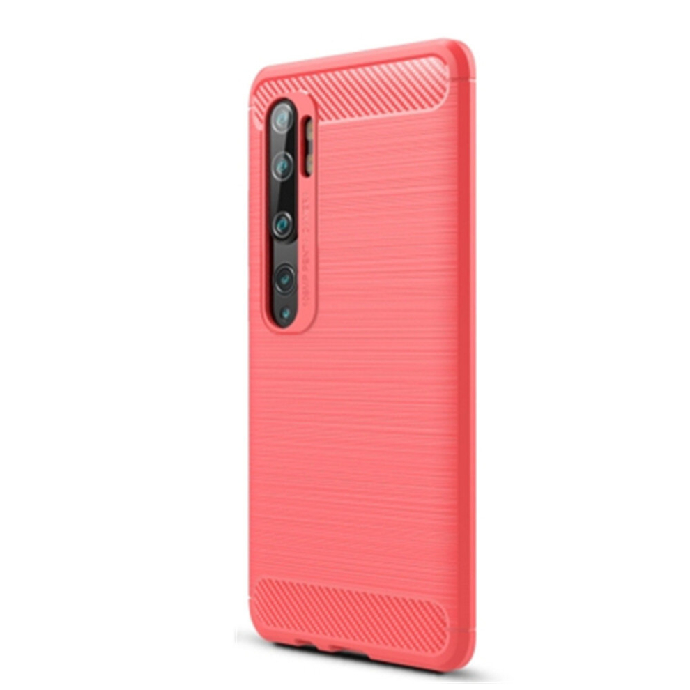2 Pcs For Xiaomi Mi Cc9 Pro / Note10 Brushed Texture Carbon Fiber Tpu Case(Red) Red 8881471517356