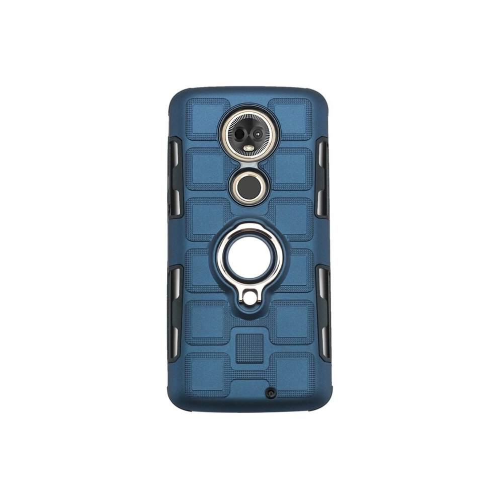 2Pcs For Motorola Moto G7 2 In 1 Cube Pc + Tpu Protective Case With 360 Degrees Rotate Silver Ring Holder(Navy Blue) Blue,Silver 8881471521636