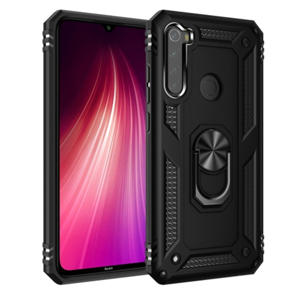For Xiaomi Redmi Note 8 Armor Shockproof Tpu + Pc Protective Case With 360 Degree Rotation Holder(Black) Black 8881471518919