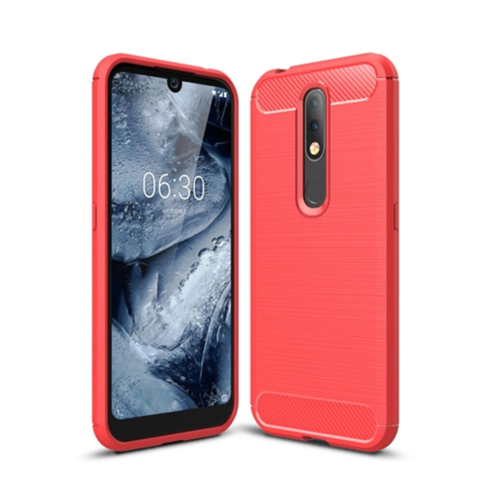 Brushed Texture Carbon Fiber Tpu Case For Nokia 4.2(Red) Red 8881471523357