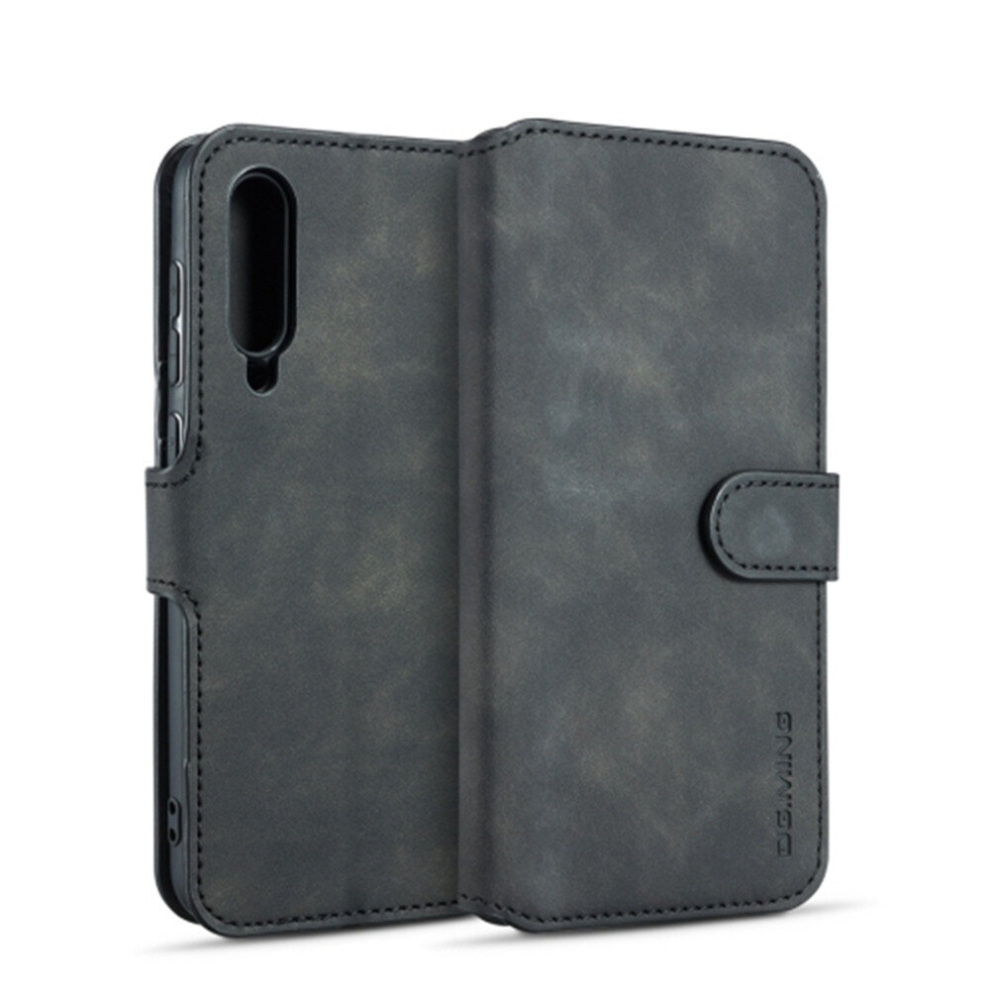 Retro Oil Side Horizontal Flip Case For Galaxy A50, With Holder & Card Slots & Wallet (Black) Black 8881471521971
