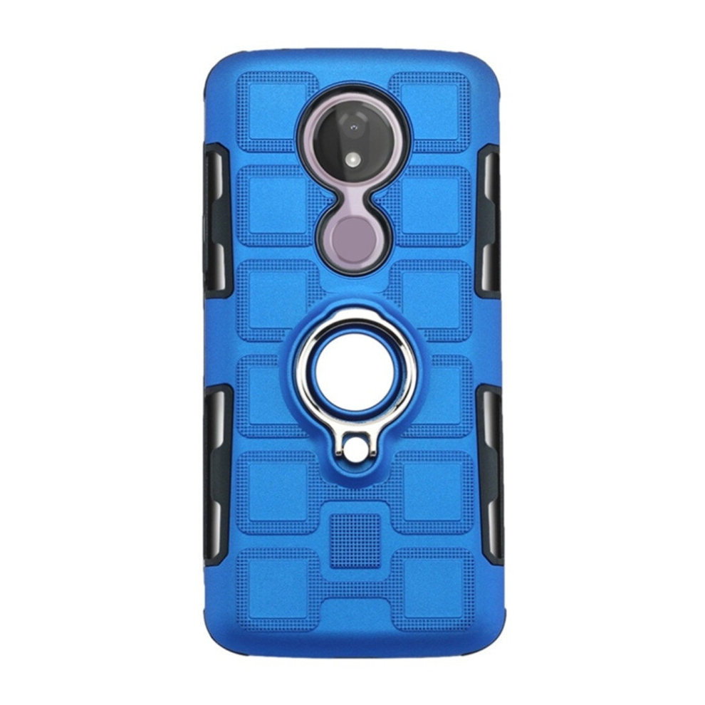 2 Pcs For Motorola Moto G7 Power 2 In 1 Cube Pc + Tpu Protective Case With 360 Degrees Rotate Ring Holder(Blue) Silver 8881471523142
