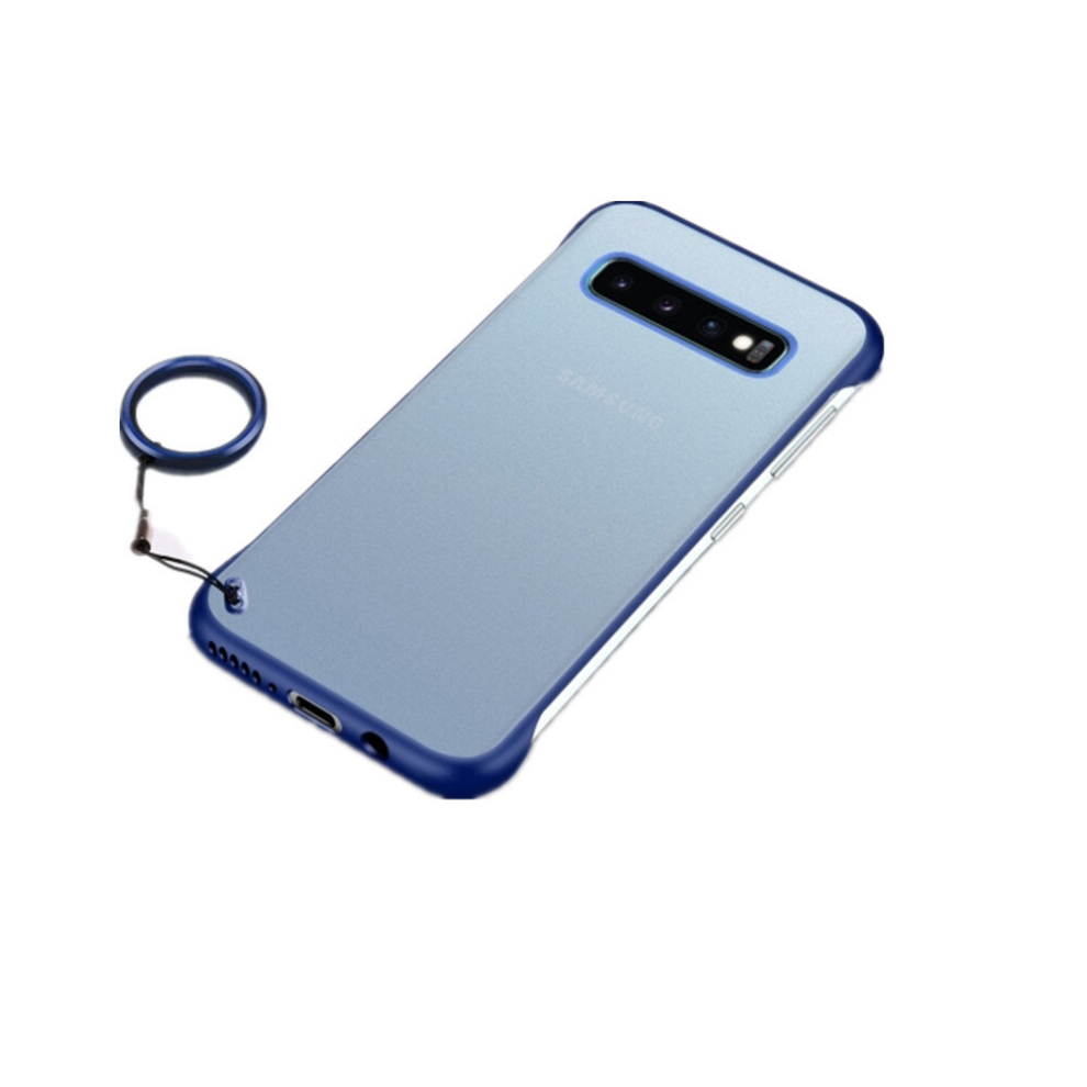 3Pcs Frosted Anti-Skidding Tpu Protective Case With Metal Ring For Galaxy S10+(Blue) Blue 8881471526259
