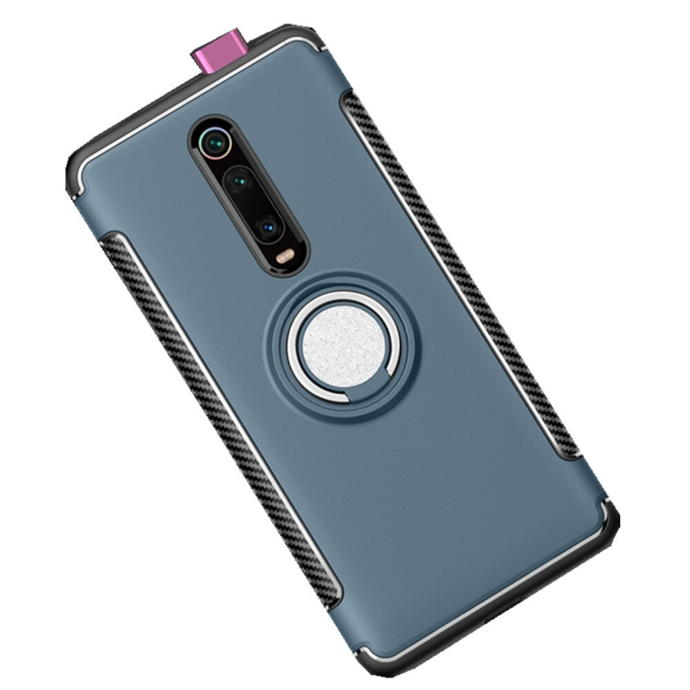 2Pcs Magnetic 360 Degrees Rotation Ring Armor Phone Protective Case For Xiaomi Redmi K20(Navy) 8881471526136