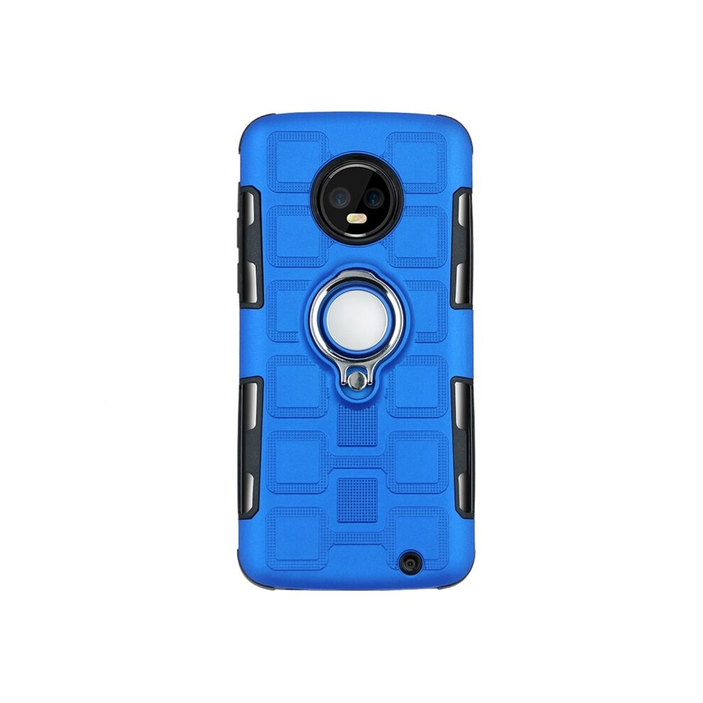 2Pcs For Motorola Moto G6 Plus 2 In 1 Cube Pc + Tpu Protective Case With 360 Degrees Rotate Ring Holder(Blue) Silver 8881471519879