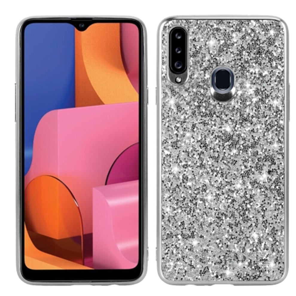 For Galaxy A20s Glittery Powder Shockproof Tpu Case(Silver) Silver 8881471519152