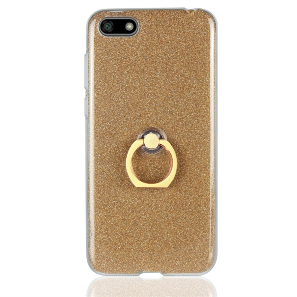 For Huawei Y5 (2018) Glittery Powder Shockproof Tpu Protective Case With Ring Holder(Gold) Gold 8881471522046