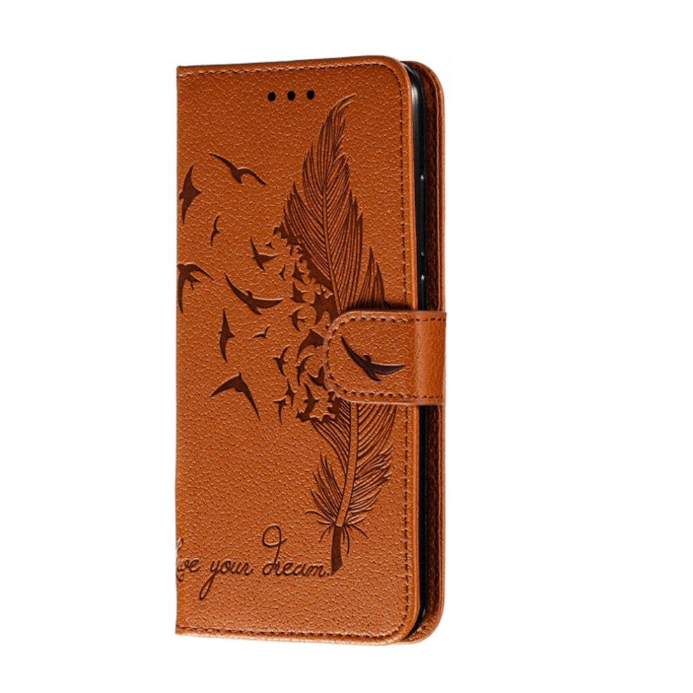 For Xiaomi Redmi Note 8 Feather Pattern Litchi Texture Horizontal Flip Leather Case With Holder & Wallet & Card Slots(Brown) Brown 8881471523135