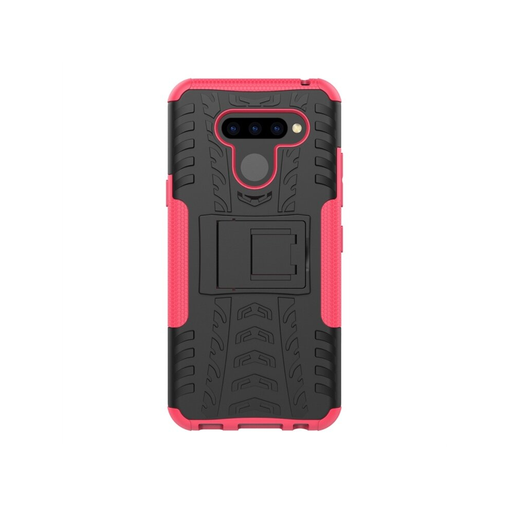 2Pcs Tire Texture Tpu+Pc Shockproof Protective Case With Holder For Lg Q60(Pink) Pink 8881471519176