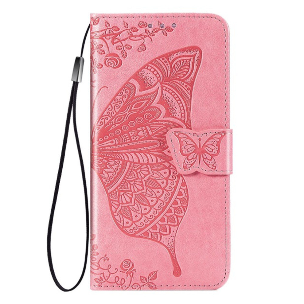 Butterfly Love Flowers Embossing Horizontal Flip Leather Case For Galaxy A40, With Holder & Card Slots & Wallet & Lanyard (Pink) Pink 8881471522084