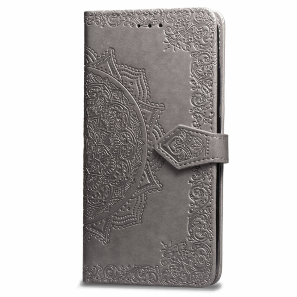 For Xiaomi Redmi 6A / Redmi 6 Halfway Mandala Embossing Pattern Horizontal Flip Leather Case With Holder & Card Slots & Wallet & Lanyard(Grey) Grey 8881471522114