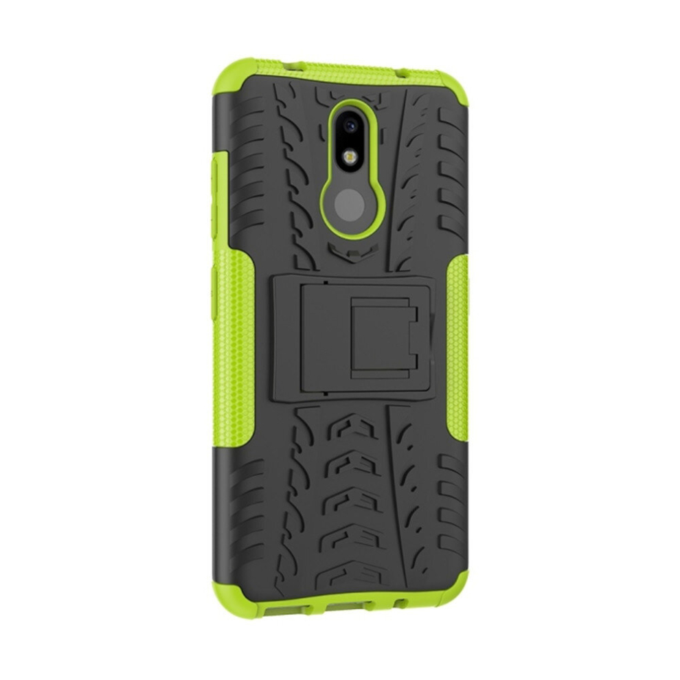2Pcs Tire Texture Tpu+Pc Shockproof Case For Nokia 4.2, With Holder (Green) Green 8881471525085