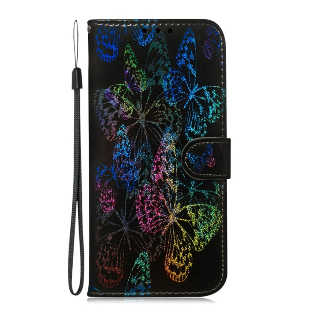 Colored Drawing Pattern Colorful Magnetic Buckle Horizontal Flip Pu Leather Case With Holder & Card Slots & Wallet & Lanyard For Galaxy S9+(Butterfies 8881471527362
