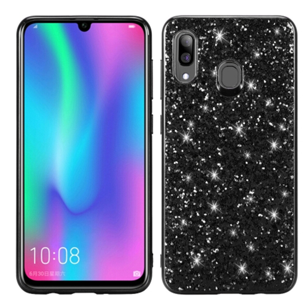 Glittery Powder Shockproof Tpu Case For Galaxy A30(Black) Black 8881471524989