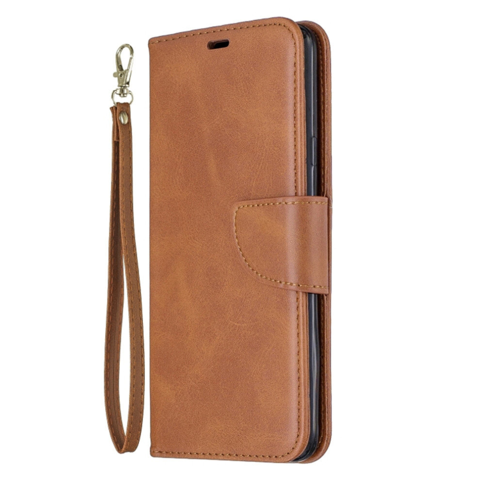 For Galaxy A20s Retro Lambskin Texture Pure Color Horizontal Flip Pu Leather Case With Holder & Card Slots & Wallet & Lanyard(Brown) Brown 8881471525047