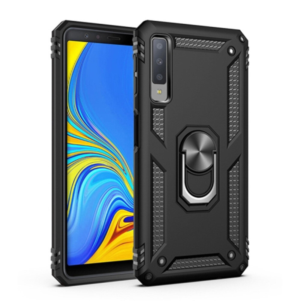 Sergeant Armor Shockproof Tpu + Pc Protective Case For Galaxy A7 2018, With 360 Degree Rotation Holder (Black) Black 8881471524996