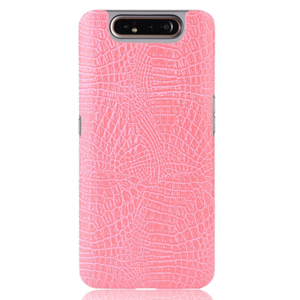 2Pc Shockproof Crocodile Texture Pc + Pu Case For Galaxy A80 / A90(Pink) Pink 8881471524903