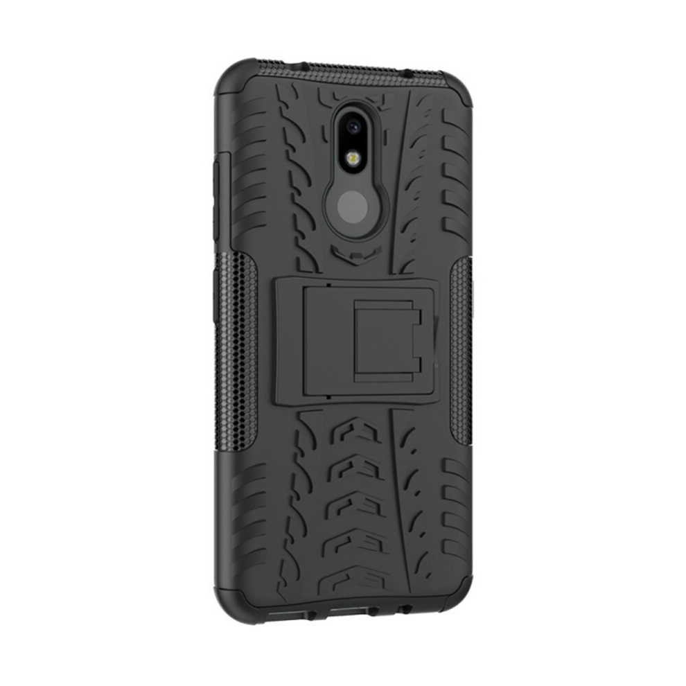 2 Pcs Tire Texture Tpu+Pc Shockproof Case For Nokia 3.2, With Holder (Black) Black 8881471527997