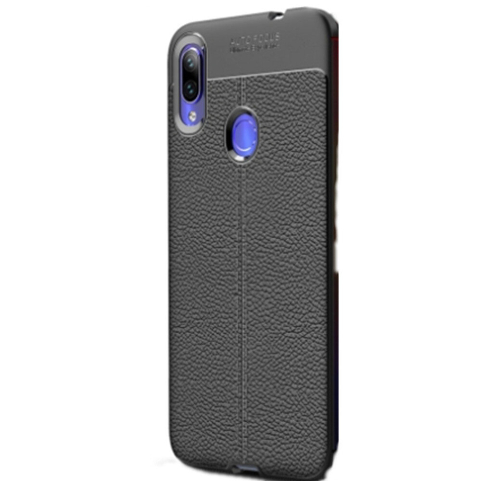 2Pc Litchi Texture Tpu Shockproof Case For Xiamo Redmi Note 7 / Redmi Note 7 Pro(Black) Black 8881471525146