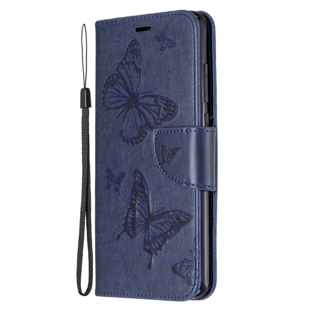 For Xiaomi Redmi Note 8 Pro Two Butterflies Embossing Pattern Horizontal Flip Leather Case With Holder & Card Slot & Wallet & Lanyard(Dark ) Blue 8881471525337
