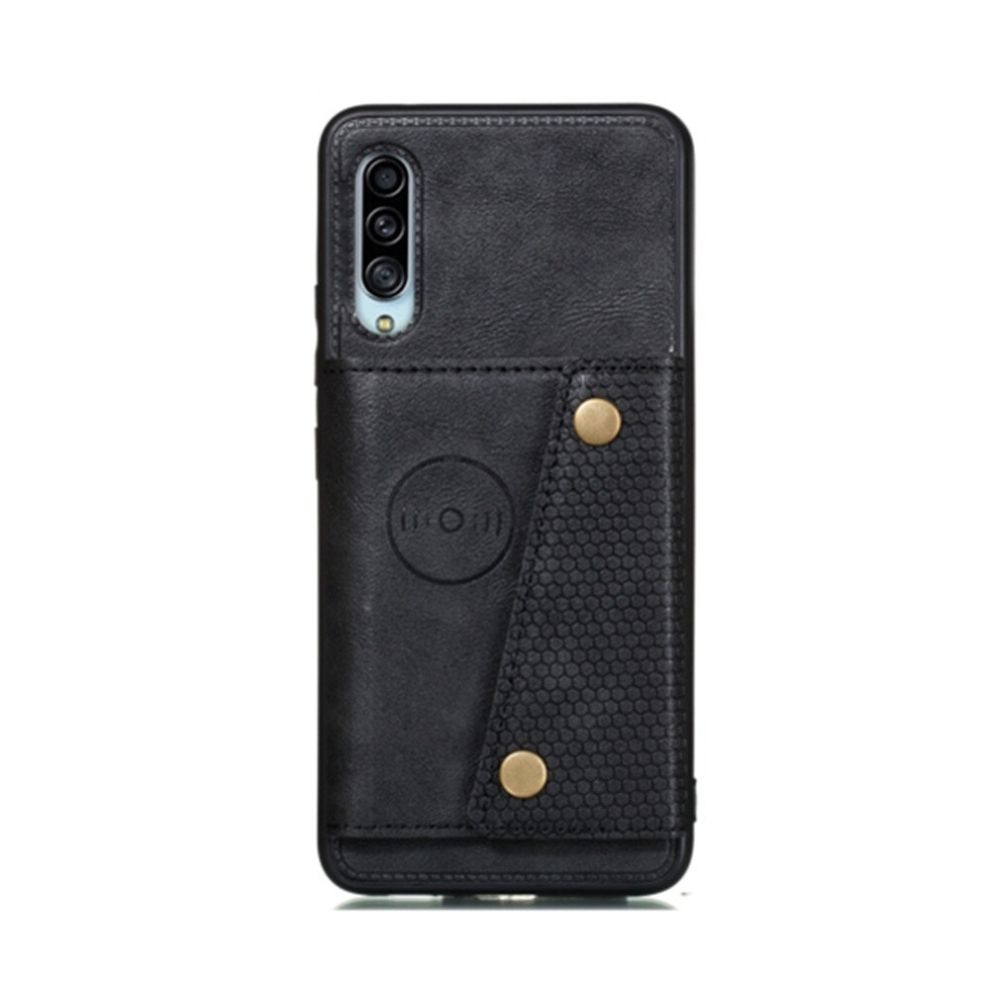 For Galaxy A90 5G Shockproof Magnetic Pu + Tpu Protective Case With Card Slots(Black) Black 8881471522411