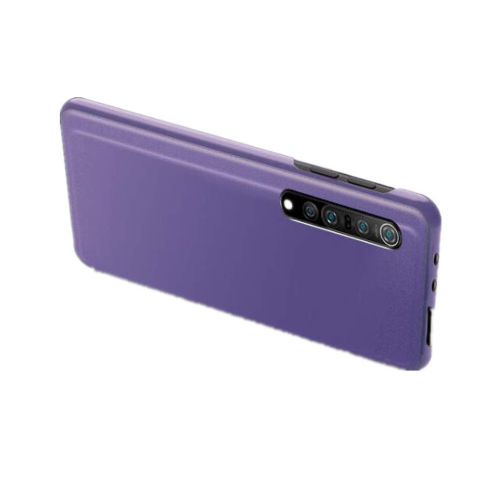 For Xiaomi 10 Pro Plated Mirror Horizontal Flip Leather Cover With Stand Mobile Phone Holster(Dark ) Purple 8881471529694