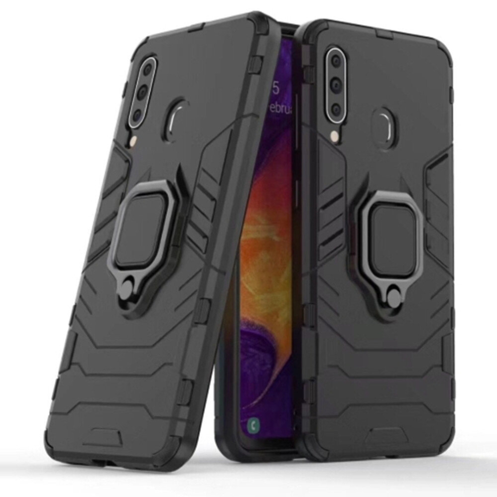 2 Pcs Pc + Tpu Shockproof Protective Case For Galaxy A60, With Magnetic Ring Holder(Black) Black 8881471532557