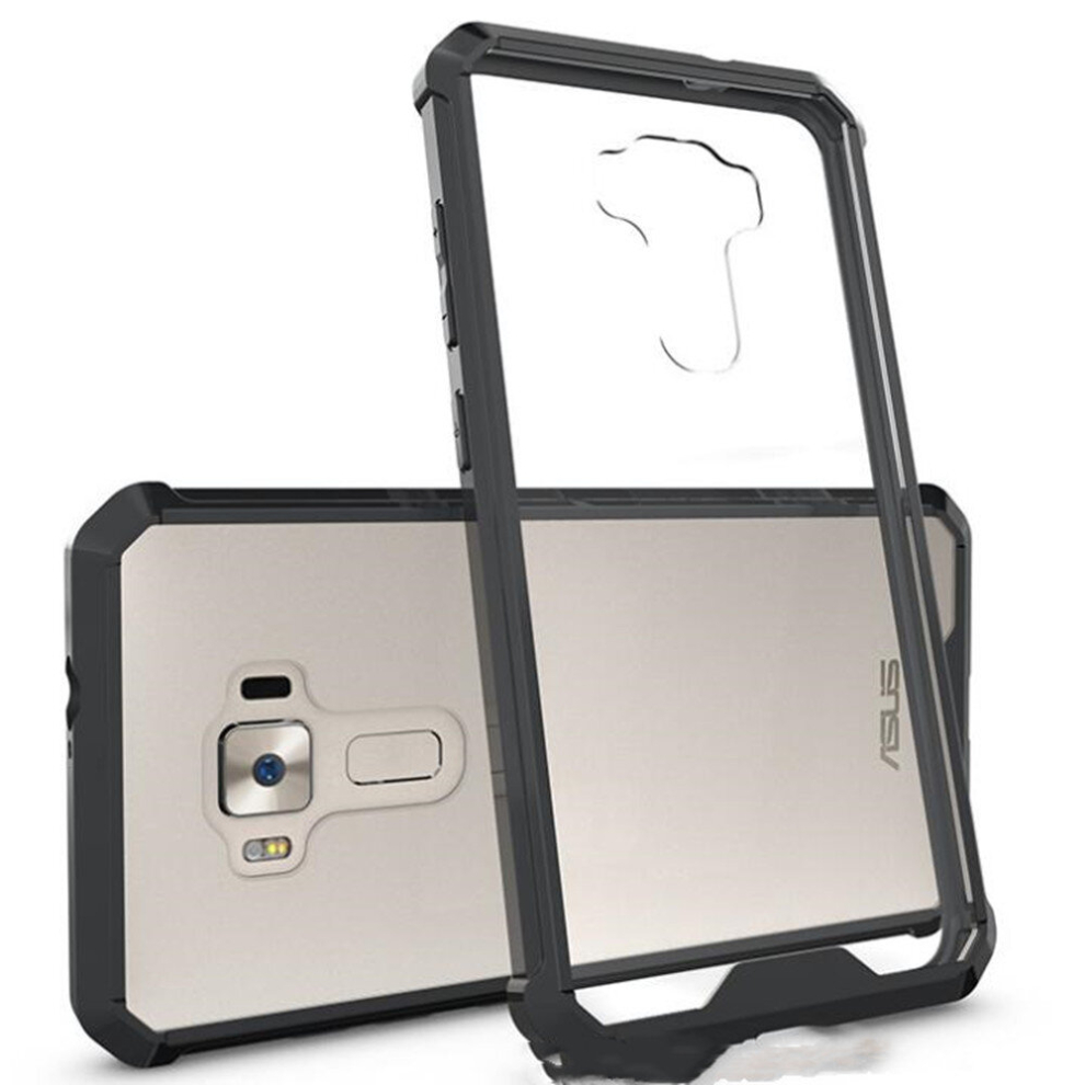2Pcs For Asus Zenfone 3 Ze552kl Acrylic + Tpu Transparent Armor Protective Case (Black) Black 8881471527843