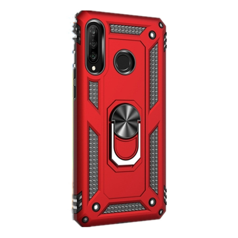 2 Pcs Shockproof Tpu + Pc Protective Case For Huawei P30 Lite, With 360 Degree Rotation Holder (Red) Red 8881471524040