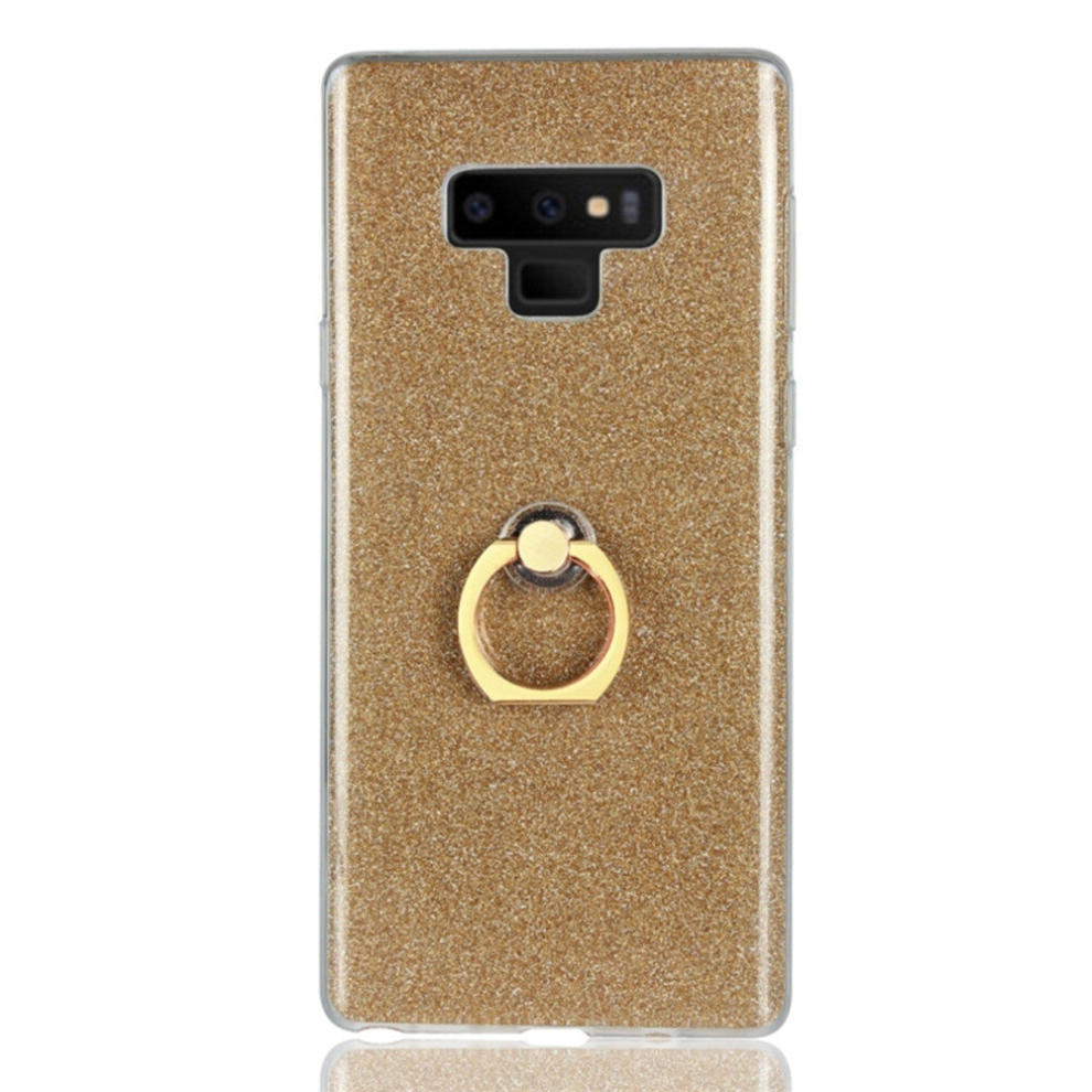 For Galaxy Note 9 Glittery Powder Shockproof Tpu Protective Case With Ring Holder(Gold) Gold 8881471526730