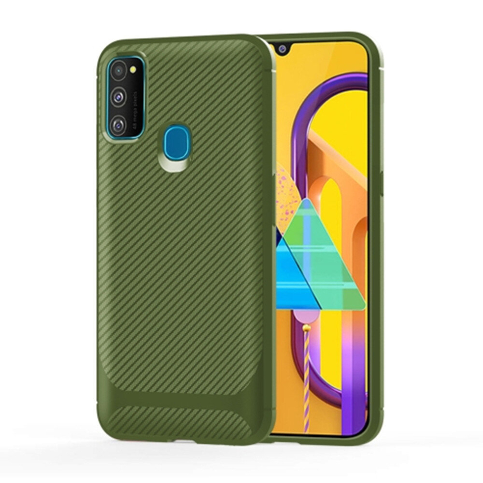 For Galaxy M30s Carbon Fiber Texture Shockproof Tpu Protective Case(Green) Green 8881471522428