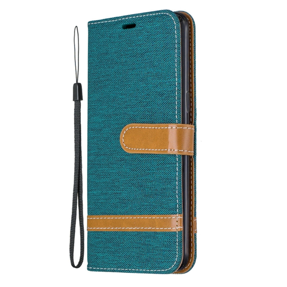 For Galaxy A10 Color Matching Denim Texture Horizontal Flip Leather Case With Holder & Card Slots & Wallet & Lanyard(Green) Green 8881471526679