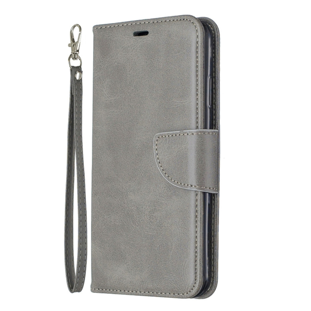 Retro Lambskin Texture Pure Color Horizontal Flip Pu Leather Case For Galaxy A10&M10, With Holder & Card Slots & Wallet & Lanyard(Grey) Grey 8881471526310