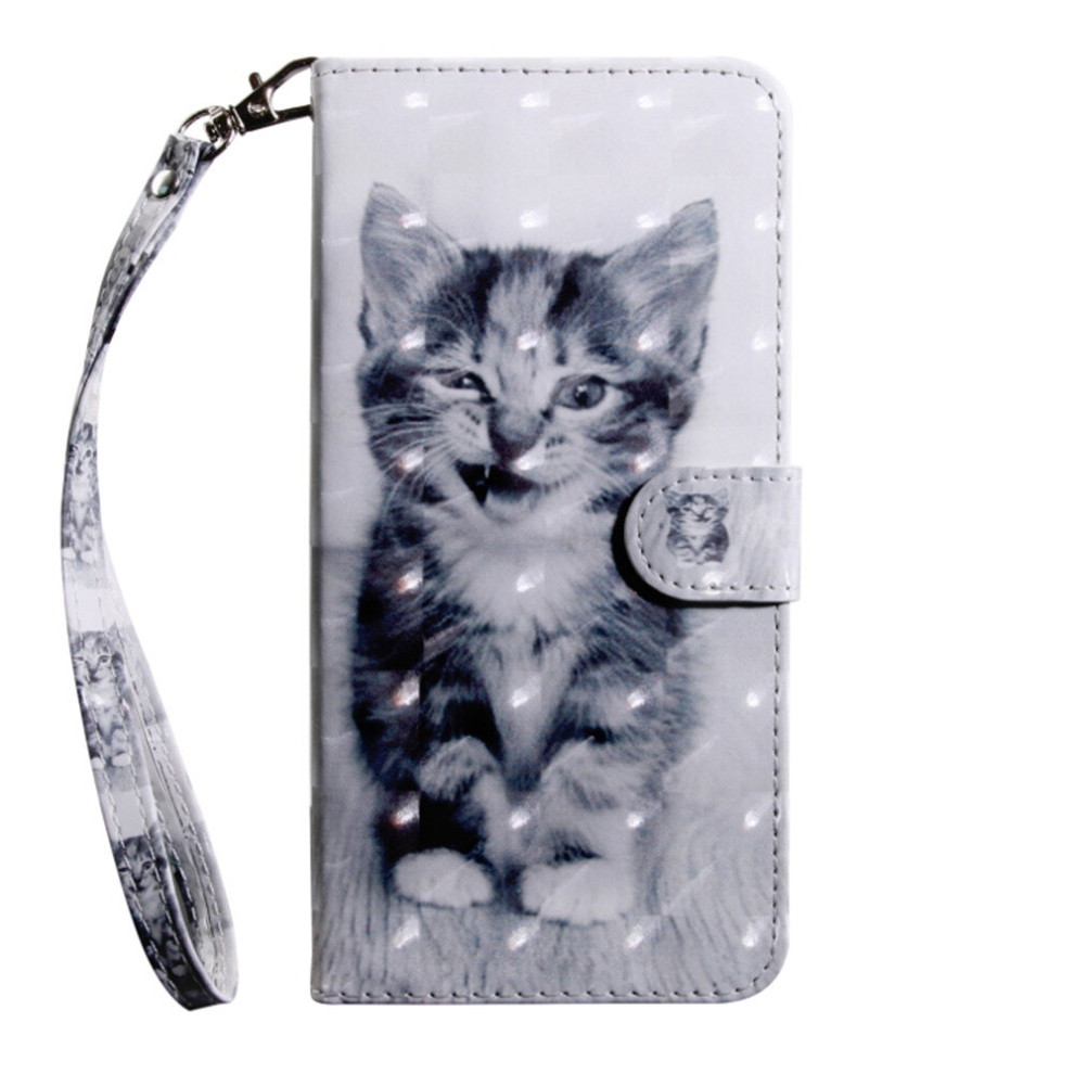 3D Painting Pattern Coloured Drawing Horizontal Flip Tpu + Pu Leather Case With Holder & Card Slots & Wallet, For:for Galaxy A70(Smile Cat) 8881471533448