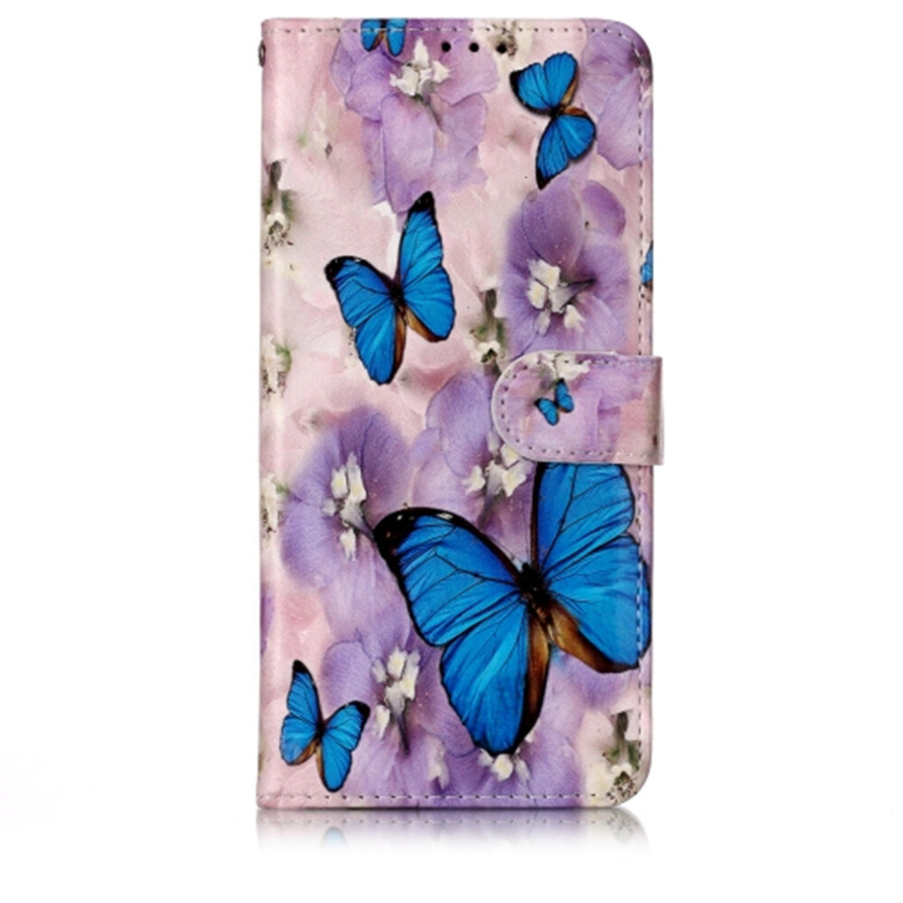 Oil Embossed Coloured Drawing Pattern Horizontal Flip Pu Leather Case With Holder & Card Slots & Wallet & Photo Frame For Galaxy A70( Flower But Purple 8881471524897