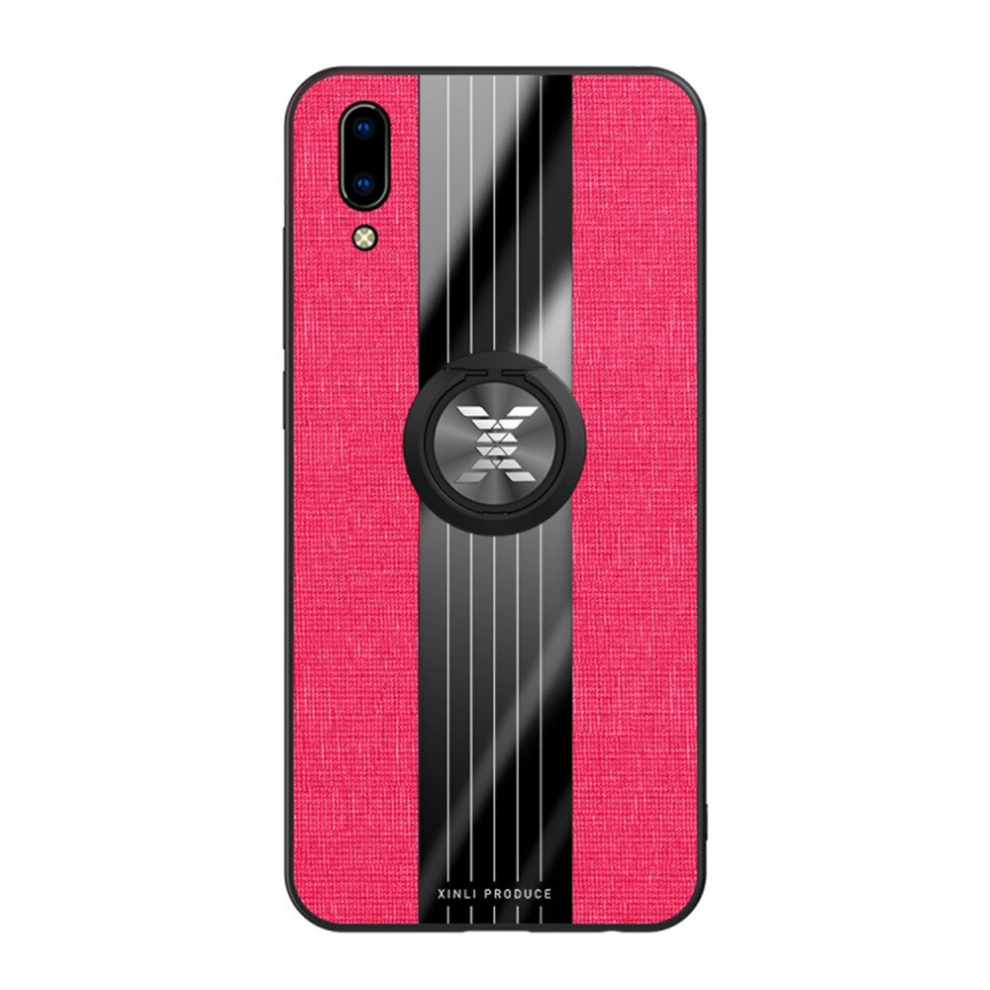2Pc For Vivo Y93 Stitching Cloth Texture Shockproof Tpu Protective Case With Ring Holder(Red) Red 8881471524132
