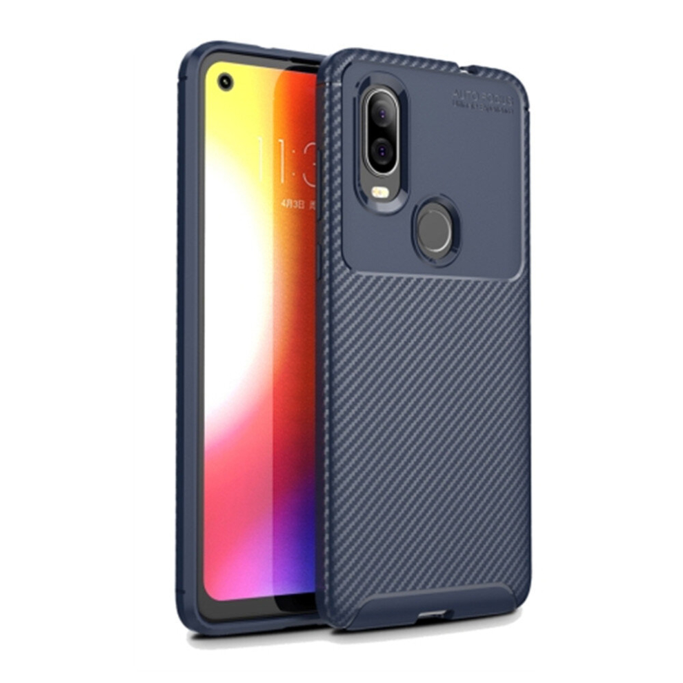 Carbon Fiber Texture Shockproof Tpu Case For Motorola P40 / Moto One Vision(Blue) Blue 8881471529809